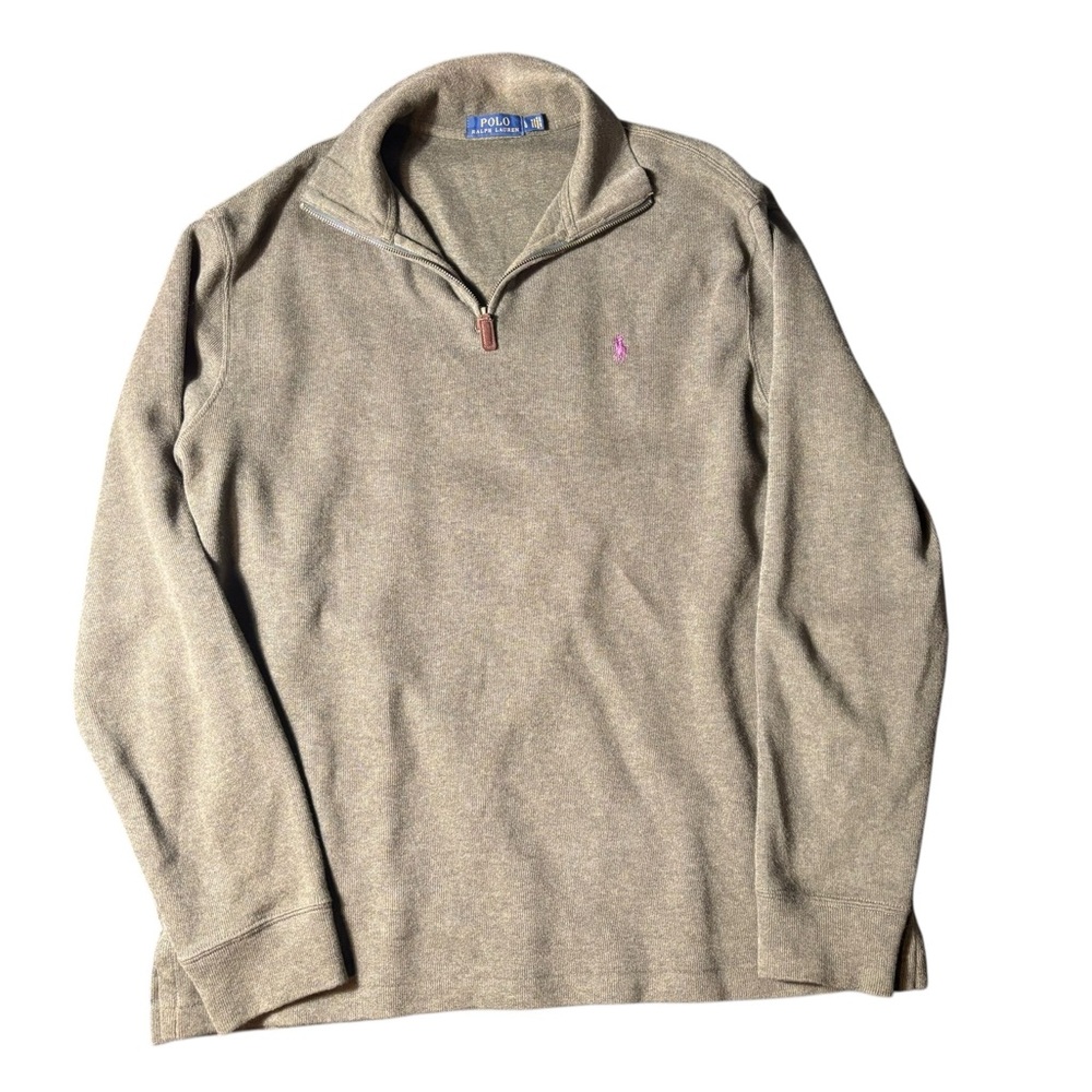 Ralph Lauren Olive Green Quarter-Zip Sweater Size L